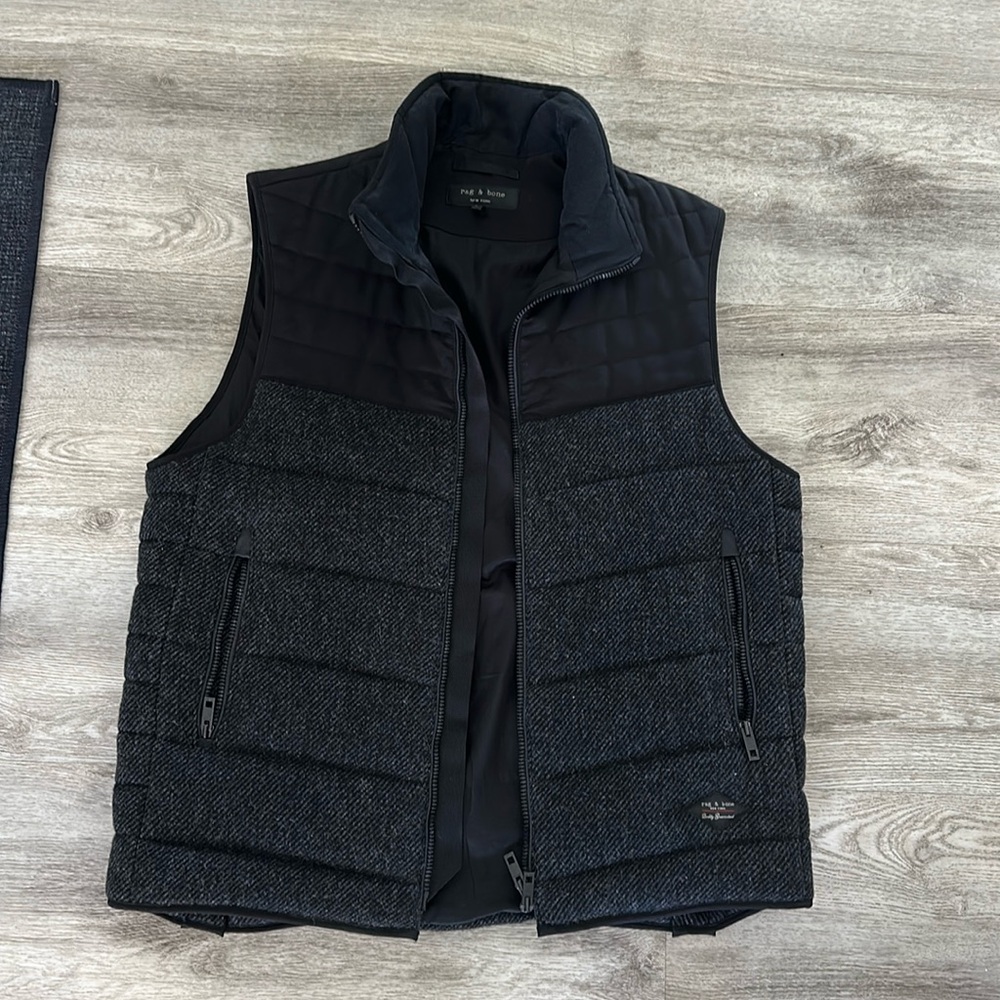 Rag & Bone vest large black grey wool
